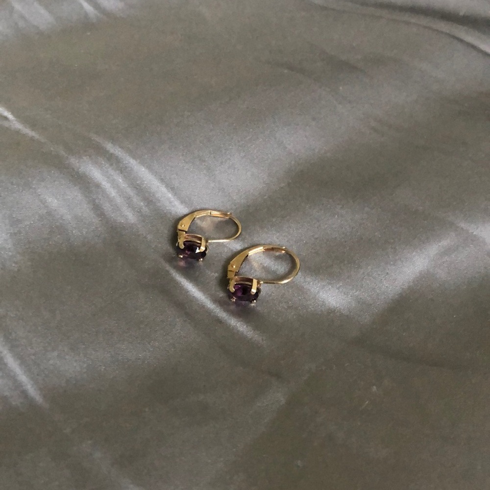 Amethyst and 14k gold dangly earrings